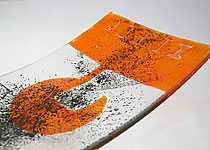 Handgefertigte Glasschale mit Firmenlogo - Stahlwerk Thüringen